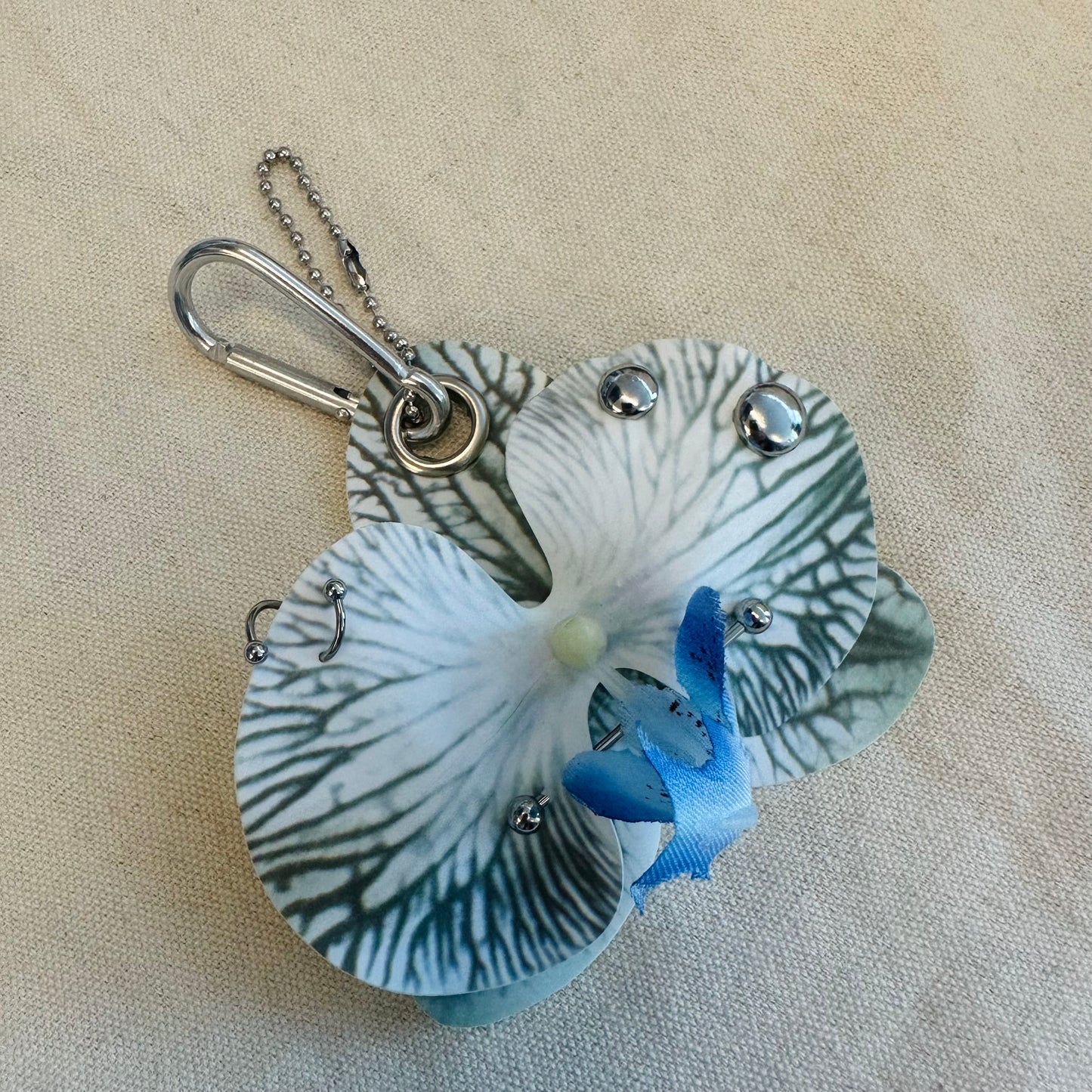 Pierced Orchid Bag Charm - Teal