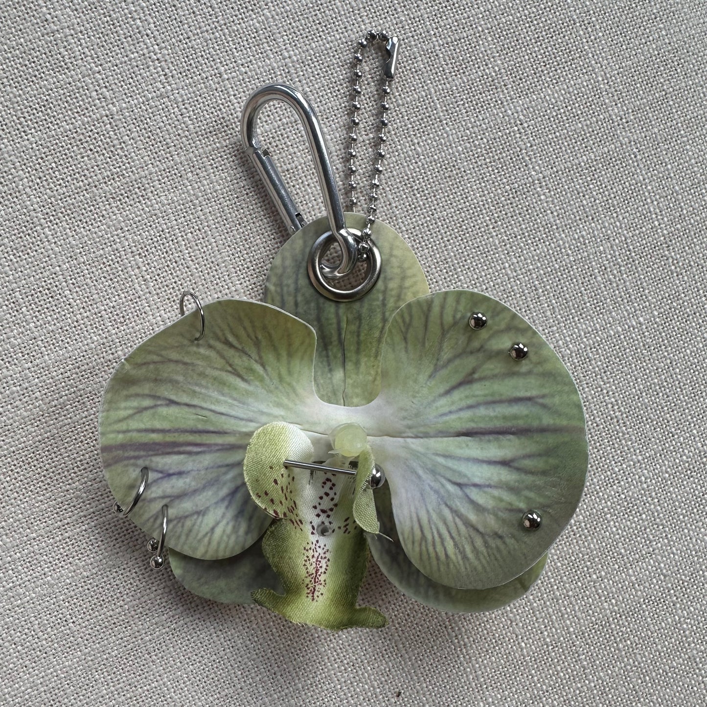 Pierced Orchid Bag Charm - Green
