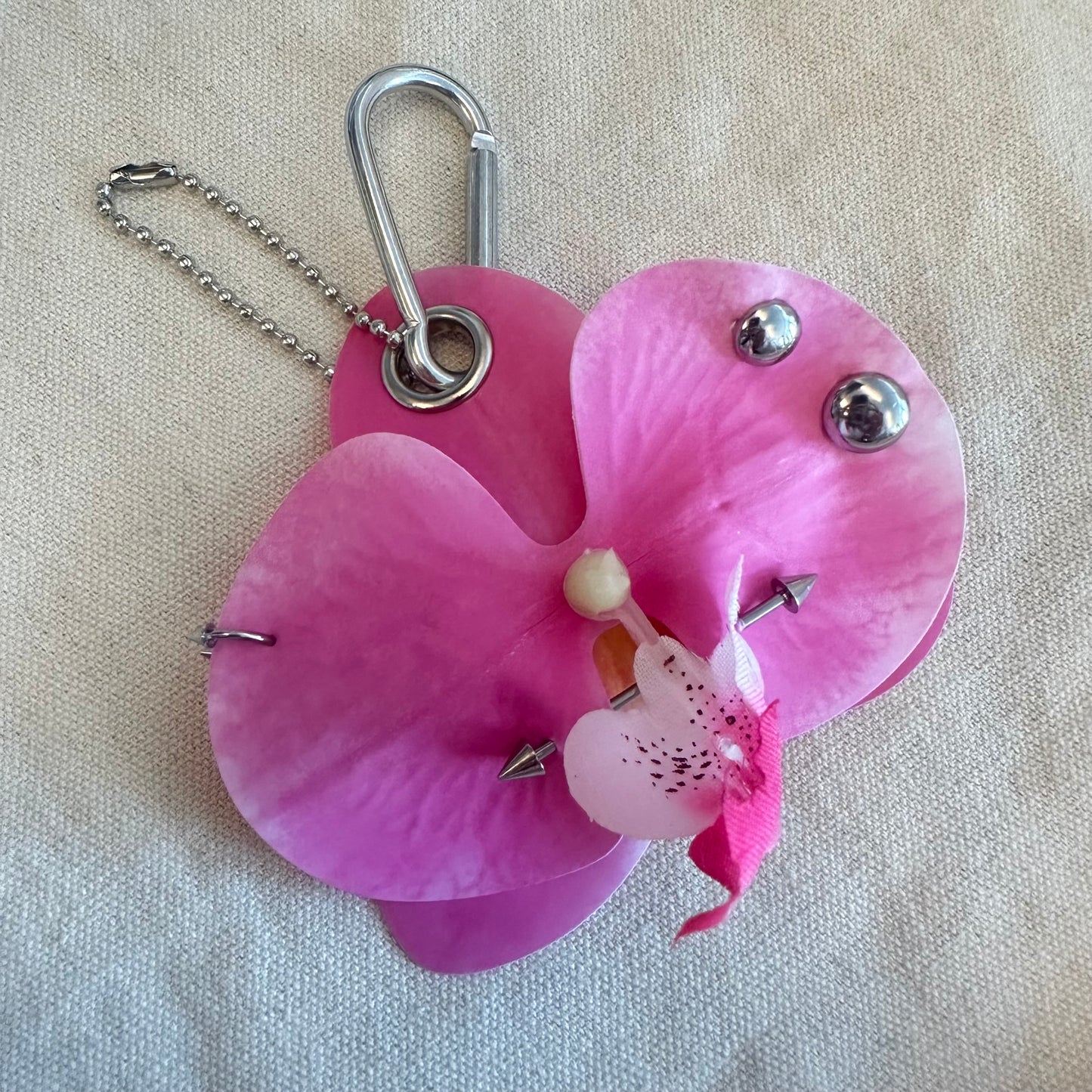 Pierced Orchid Bag Charm - Pink