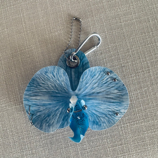 Pierced Orchid Bag Charms - Blue White