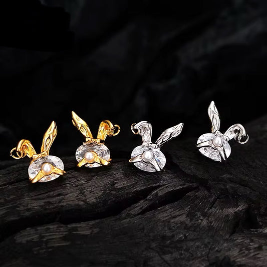 White Rabbit Stud Earrings