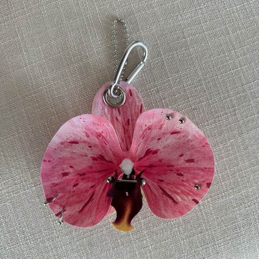 Pierced Orchid Bag Charm - Pink & Dark Red
