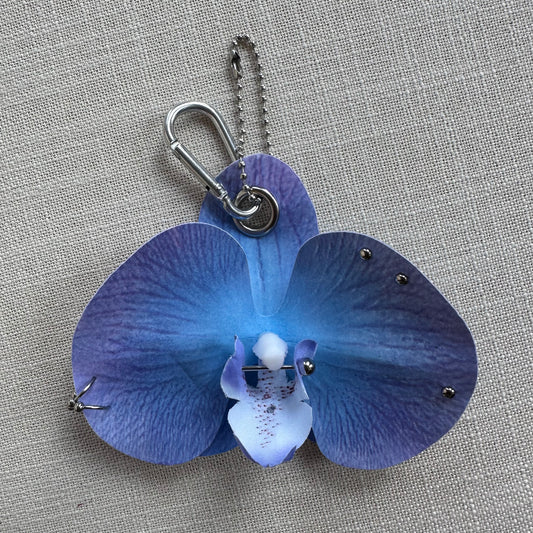 Pierced Orchid Bag Charm - Blue Purple