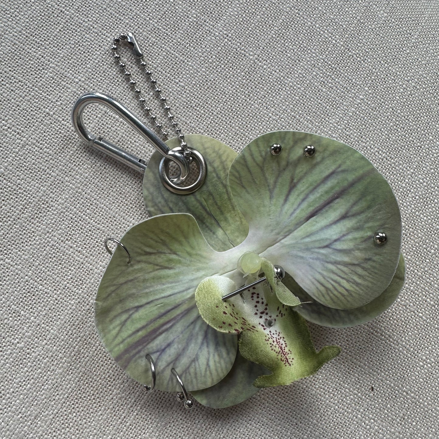 Pierced Orchid Bag Charm - Green