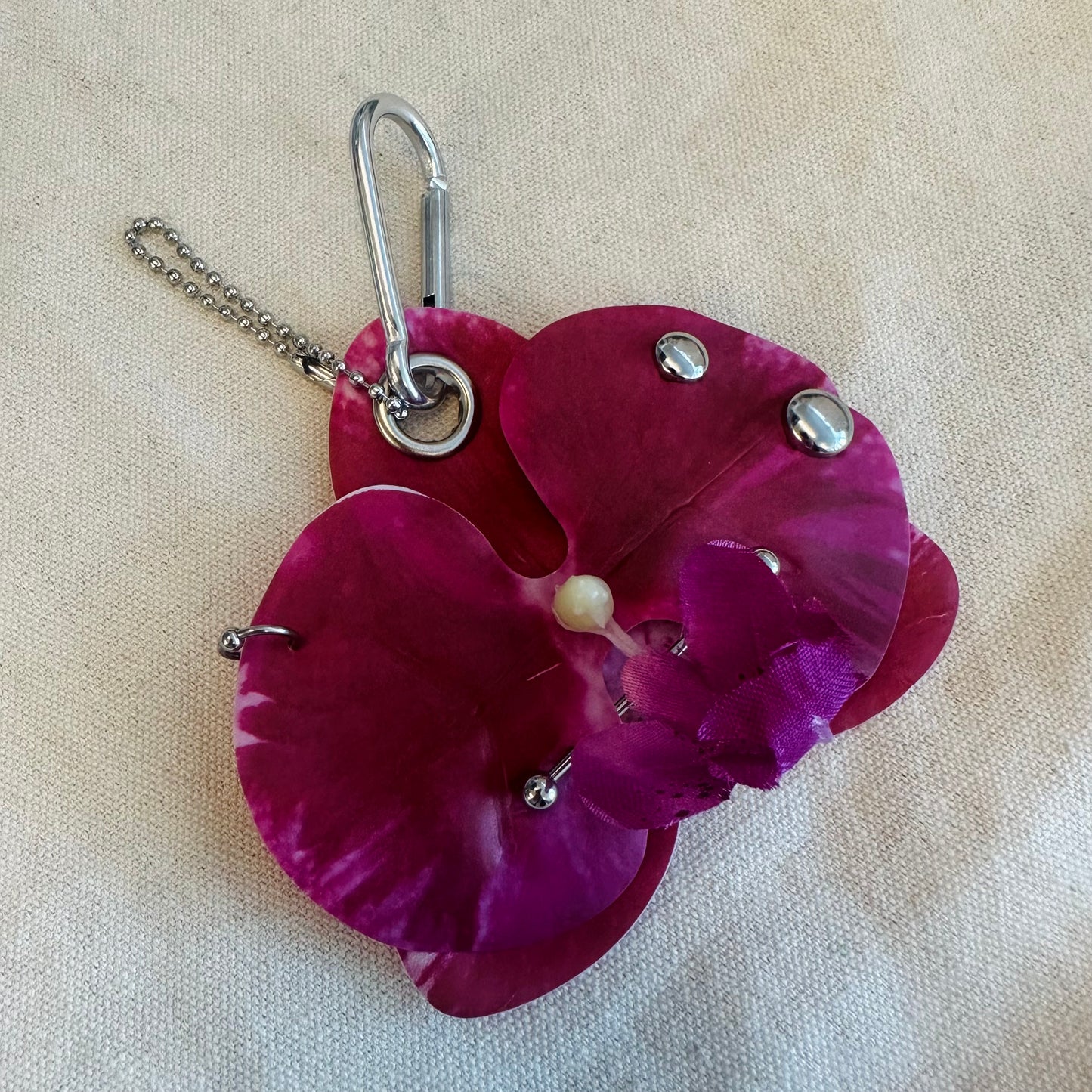 Pierced Orchid Bag Charm - Raspberry