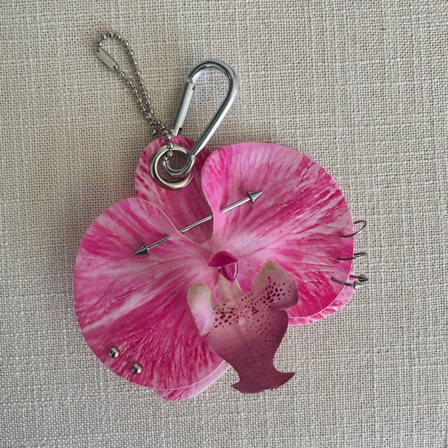 Pierced Orchid Bag Charm - Hot Pink