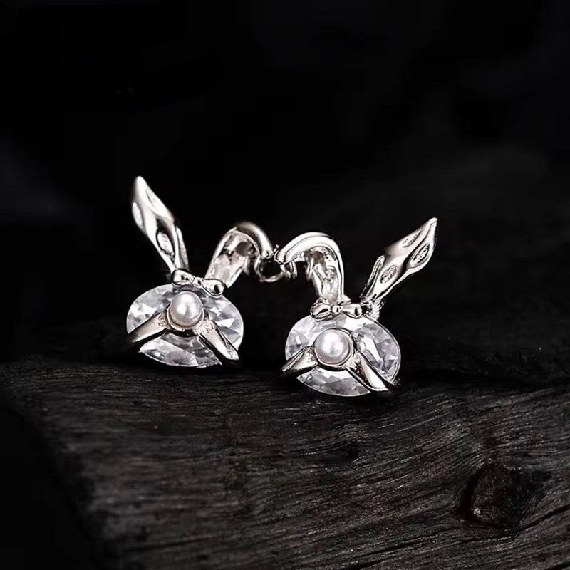 White Rabbit Stud Earrings