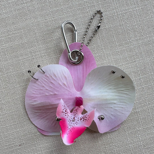 Pierced Orchid Bag Charm - Pink & White