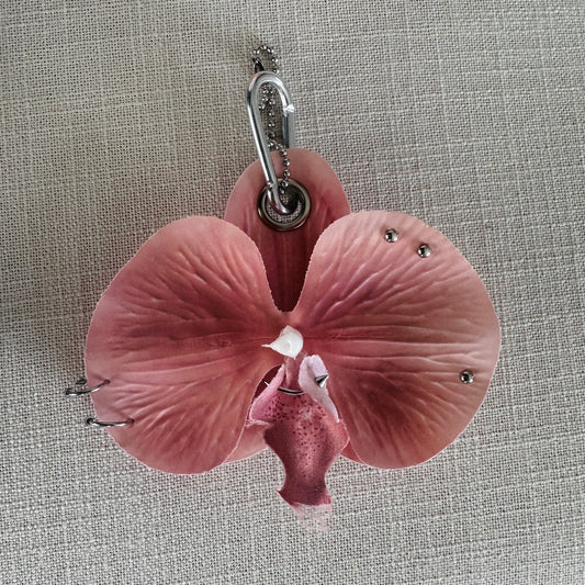 Pierced Orchid Bag Charm - Nude Blush