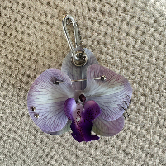 Pierced Orchid Bag Charm - Purple Blue