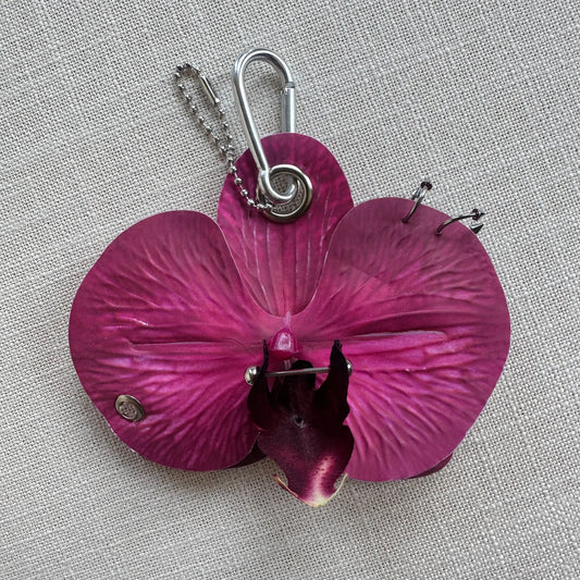 Pierced Orchid Bag Charm - Dark Fuchsia