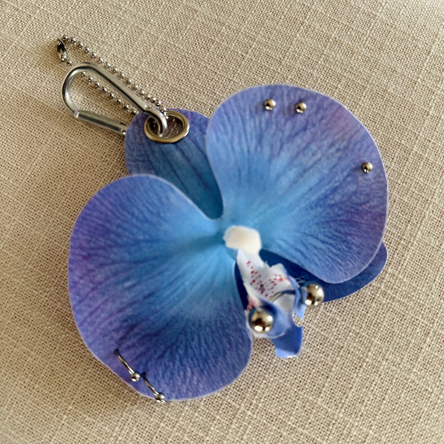 Pierced Orchid Bag Charm - Blue Purple