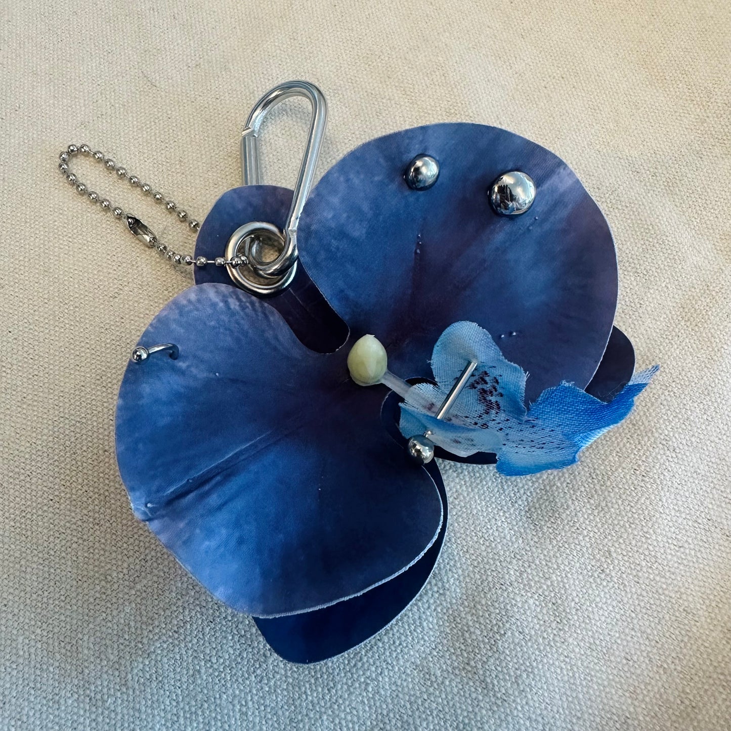 Pierced Orchid Bag Charm - Navy Blue