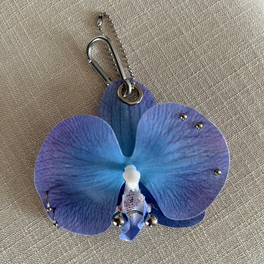 Pierced Orchid Bag Charm - Blue Purple