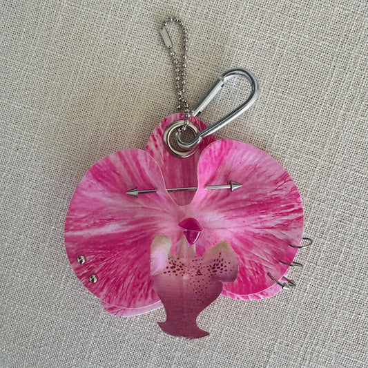 Pierced Orchid Bag Charm - Hot Pink