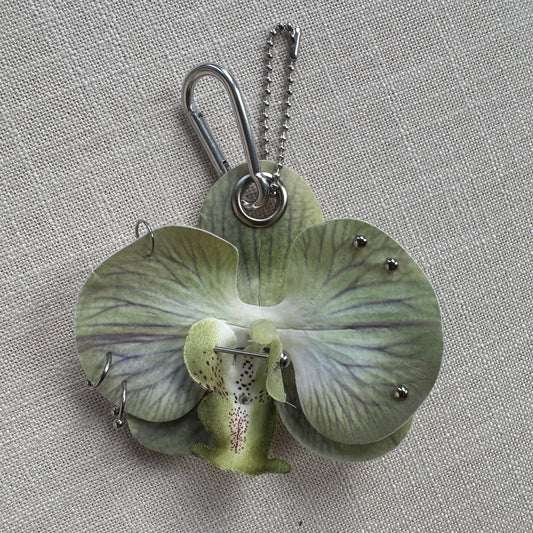 Pierced Orchid Bag Charm - Green