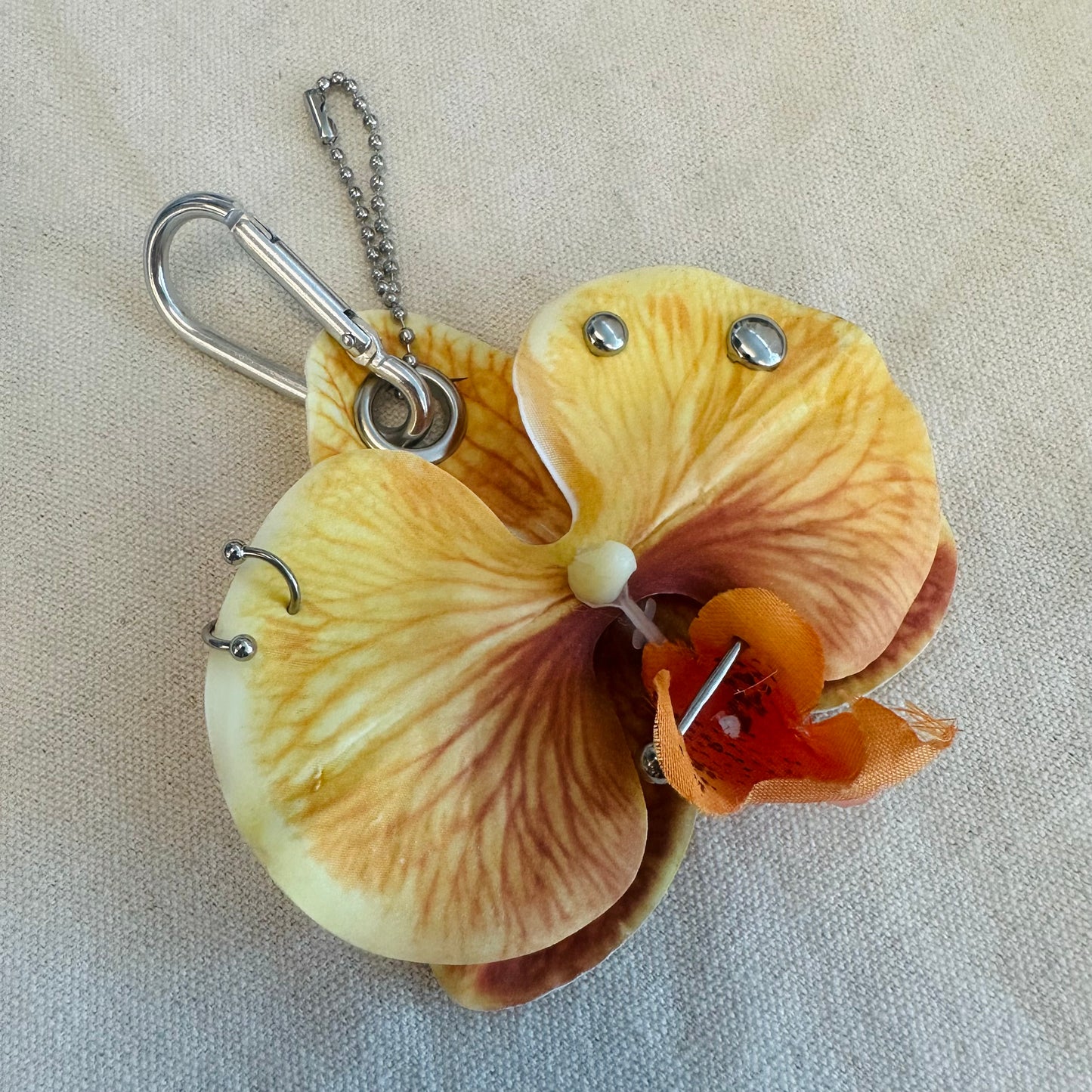 Pierced Orchid Bag Charm - Golden Yellow