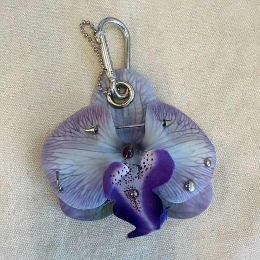 Pierced Orchid Bag Charm - Blue Purple