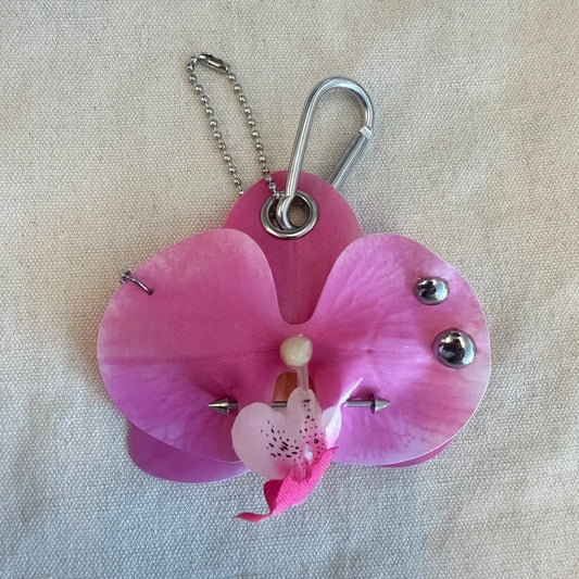 Pierced Orchid Bag Charm - Pink