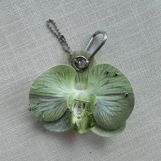 Pierced Orchid Bag Charm - Green