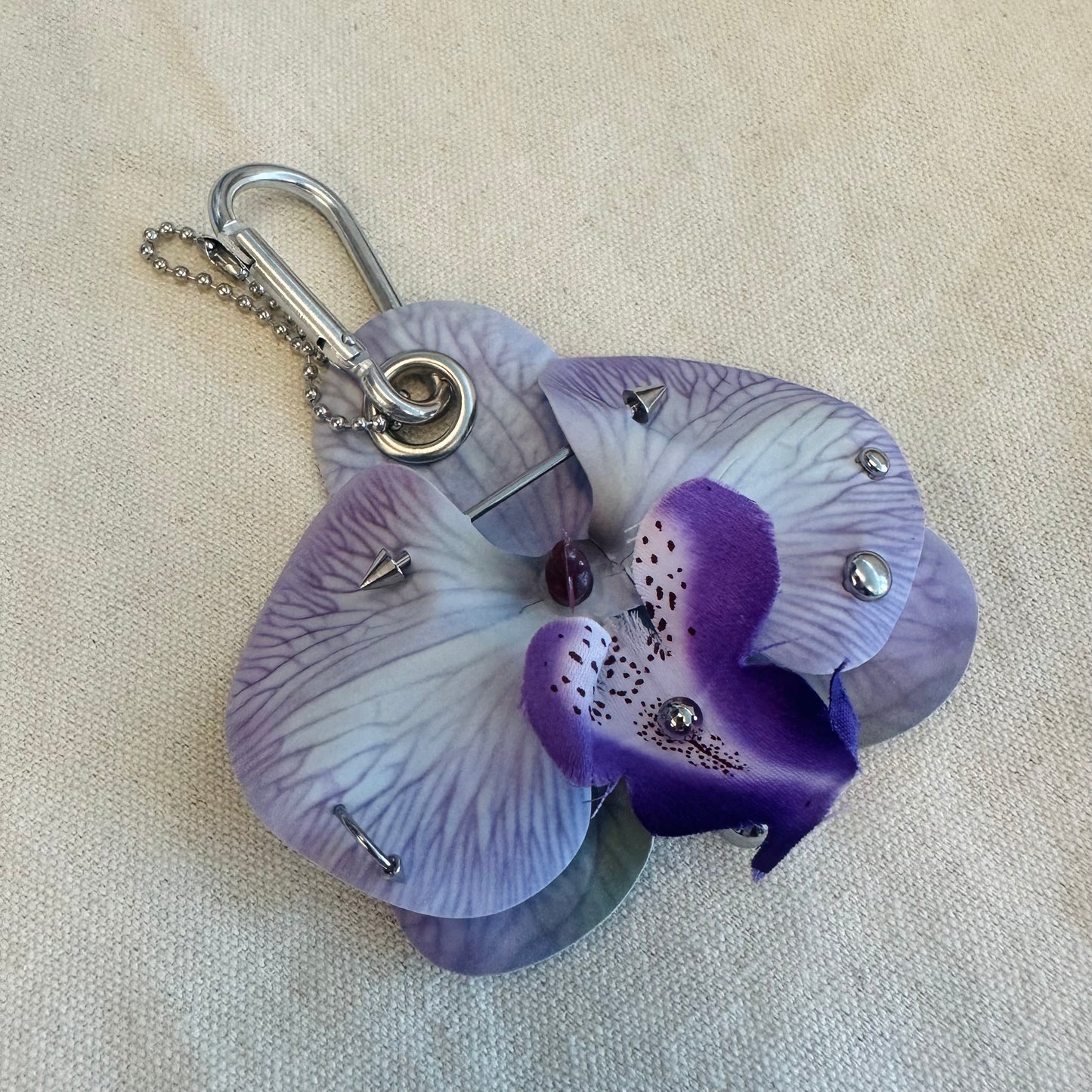Pierced Orchid Bag Charm - Blue Purple