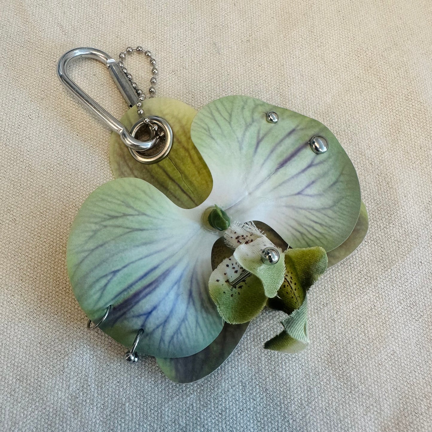 Pierced Orchid Bag Charm - Green