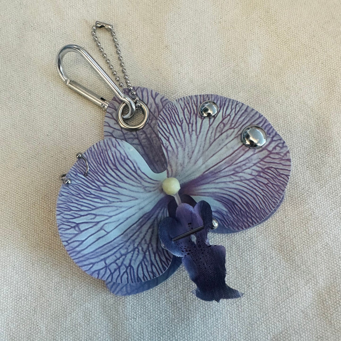 Pierced Orchid Bag Charm - Blue Purple