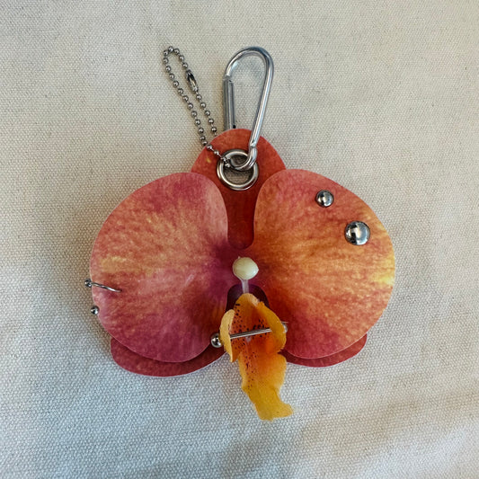 Pierced Orchid Bag Charm - Nectarine