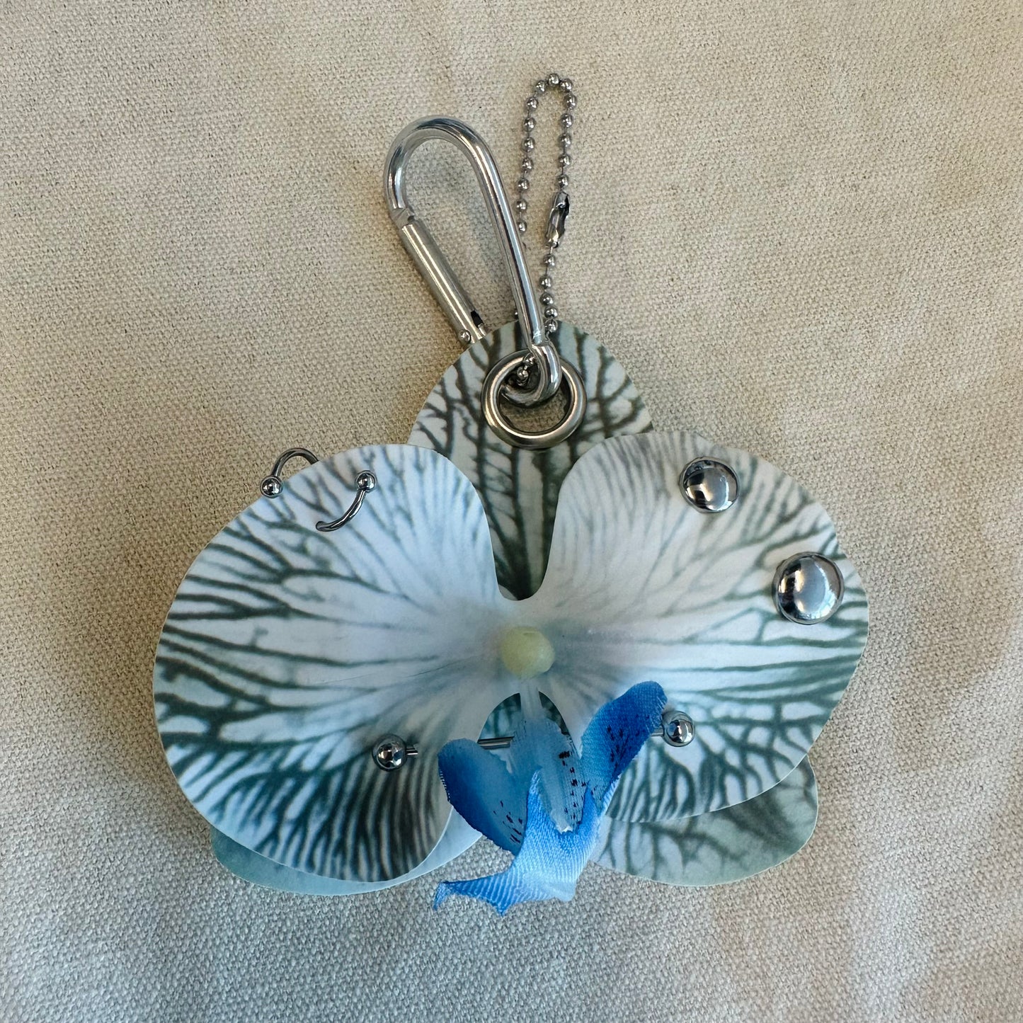 Pierced Orchid Bag Charm - Teal