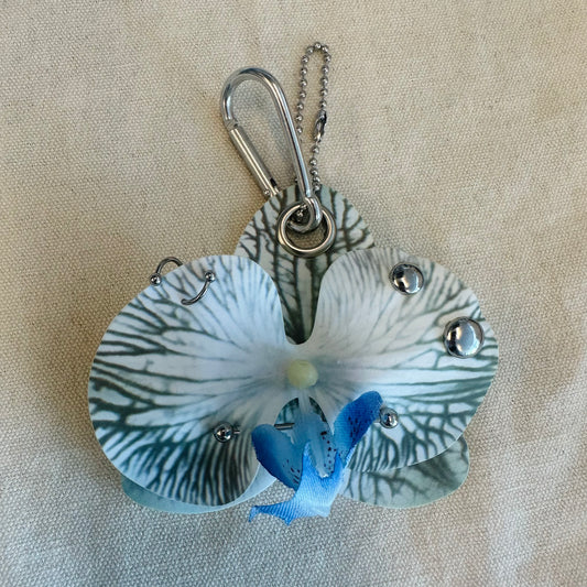 Pierced Orchid Bag Charm - Teal
