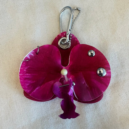 Pierced Orchid Bag Charm - Raspberry