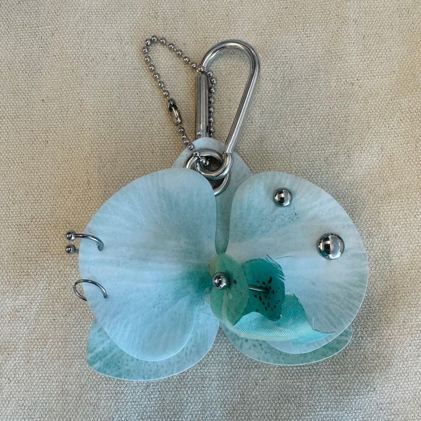 Pierced Orchid Bag Charm - Mint Blue