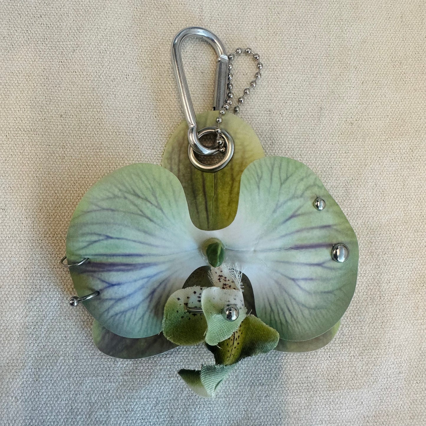 Pierced Orchid Bag Charm - Green