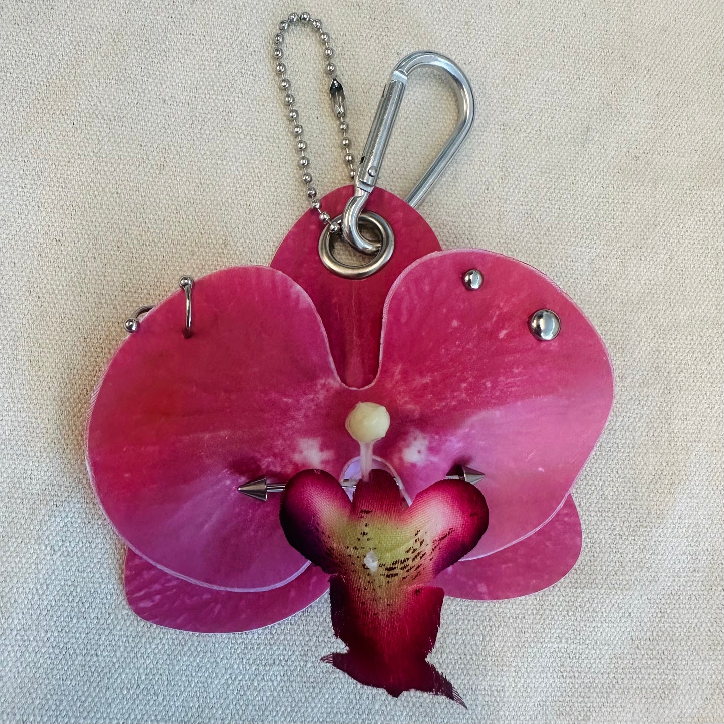Pierced Orchid Bag Charm - Raspberry