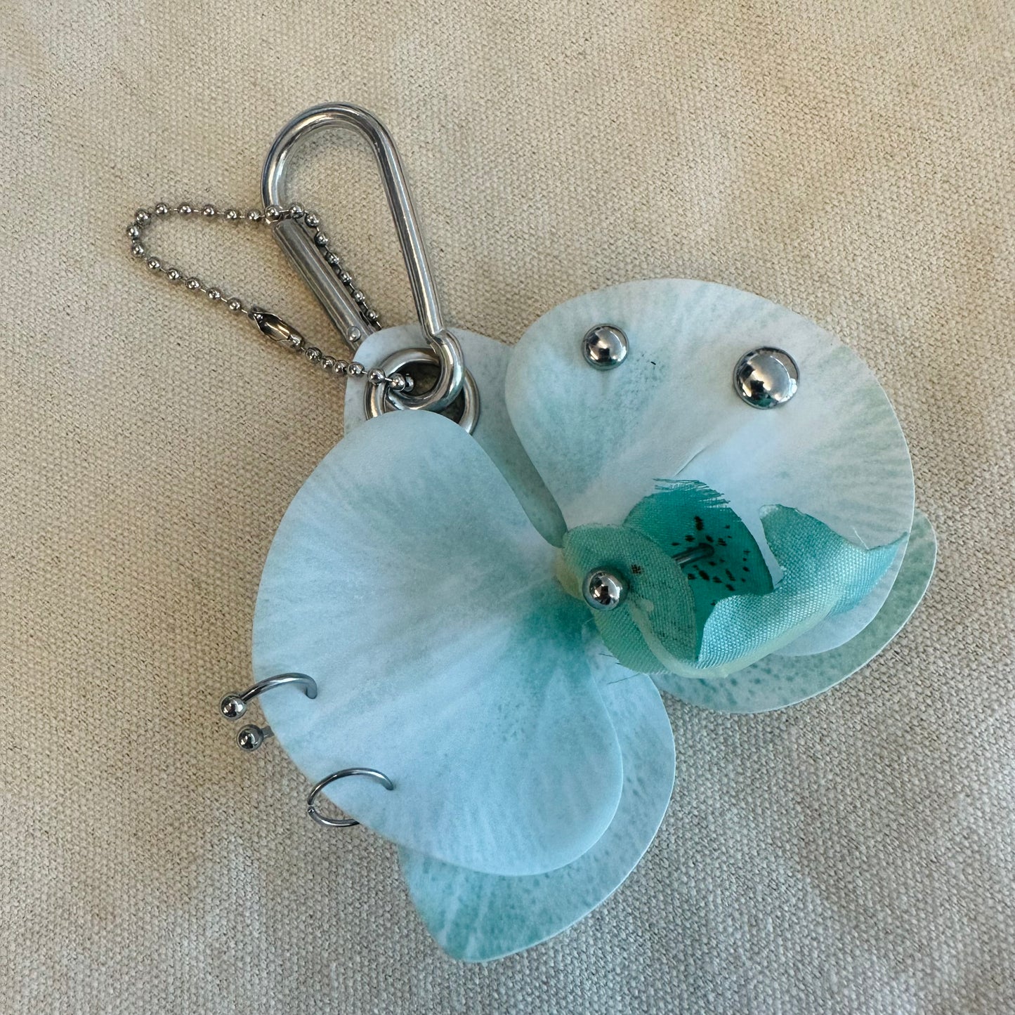 Pierced Orchid Bag Charm - Mint Blue