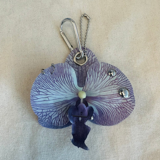 Pierced Orchid Bag Charm - Blue Purple