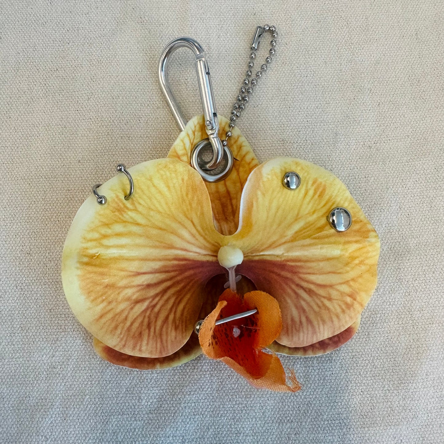 Pierced Orchid Bag Charm - Golden Yellow