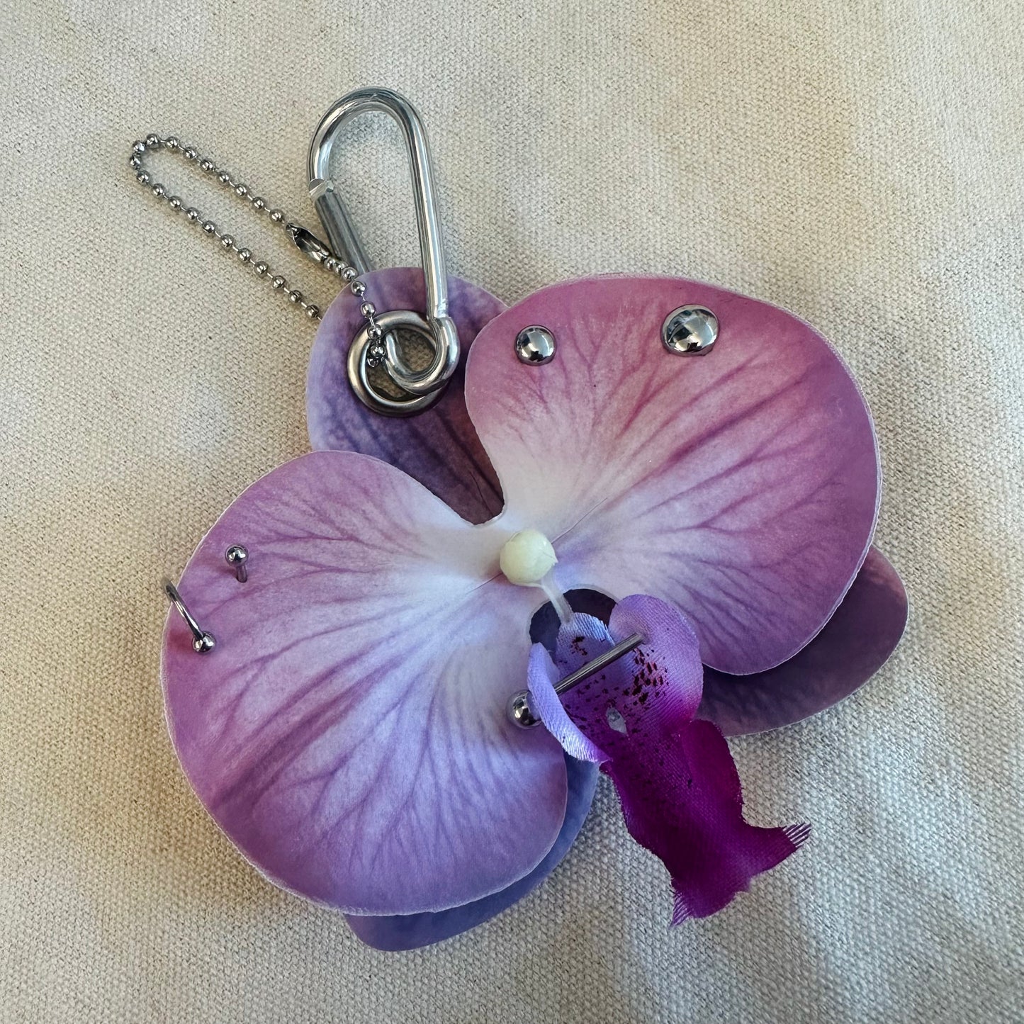 Pierced Orchid Bag Charm - Violet