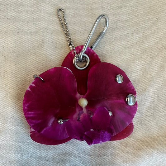 Pierced Orchid Bag Charm - Raspberry